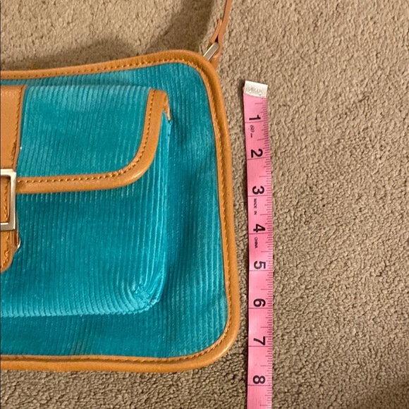 Bath & Body Works Tan and Turquoise Handbag with Corduroy Fabric - Picture 14 of 15